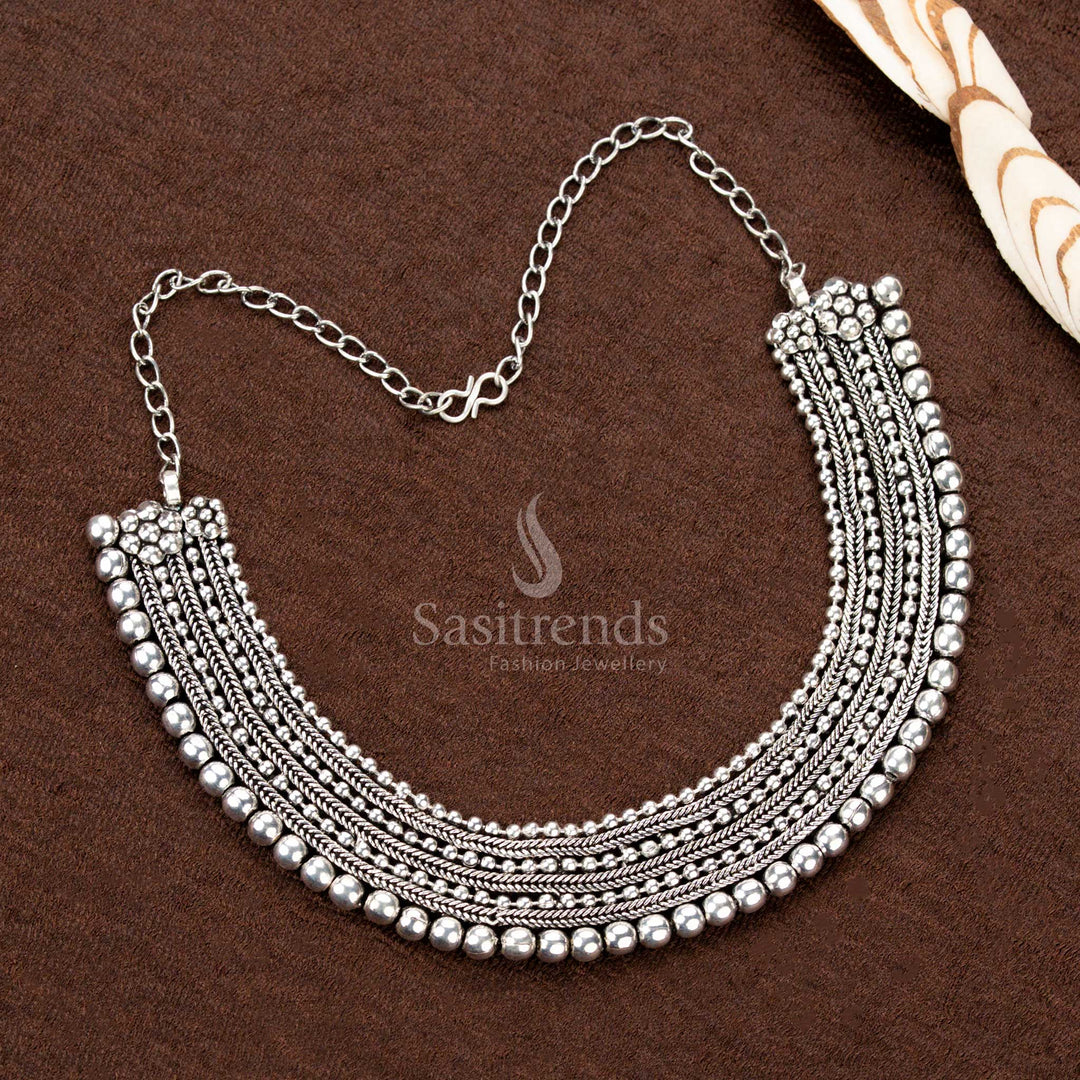 Layered oxidised ball and rope chain necklace – Sasitrends