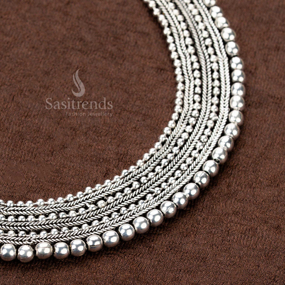 Oxidised multi strand ball choker necklace for festive wear – Sasitrends