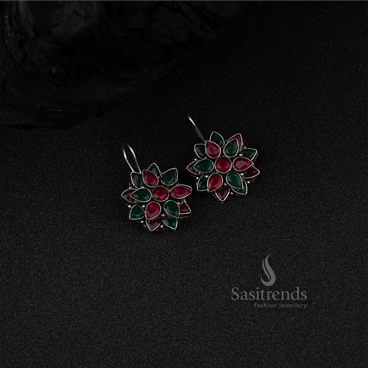 Office Wear AD Stones Oxidized German Silver Earrings