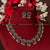 Office Wear Oxidized German Silver Flower Pattern Jewellery Set Ruby Green