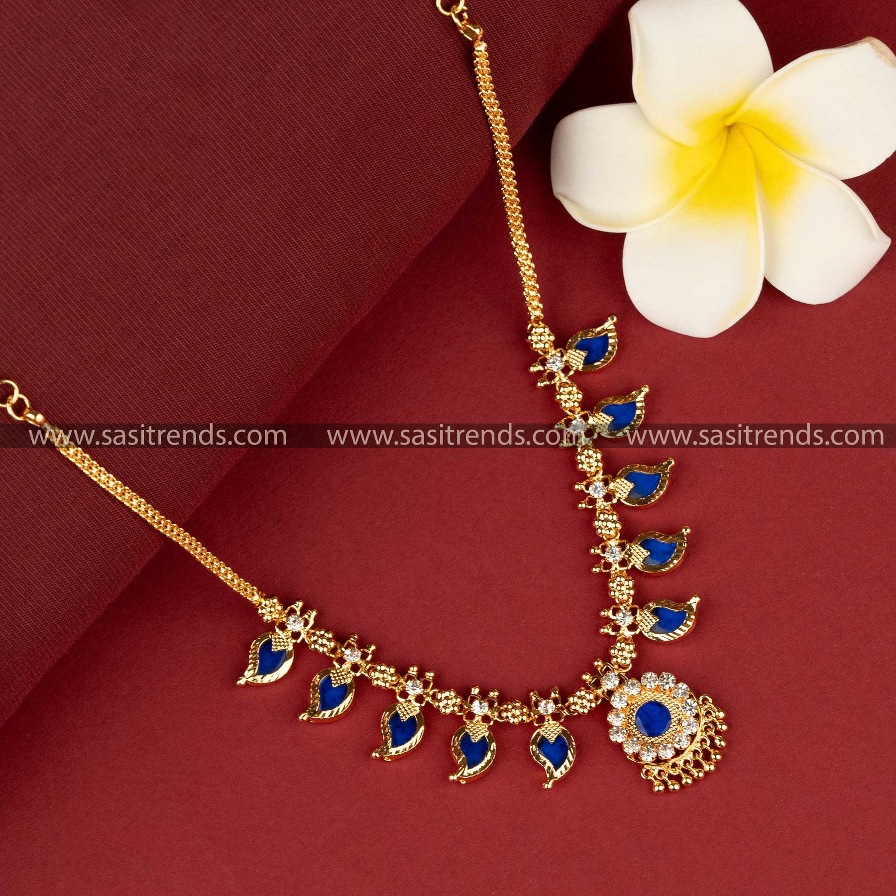 Blue palakka necklace hotsell