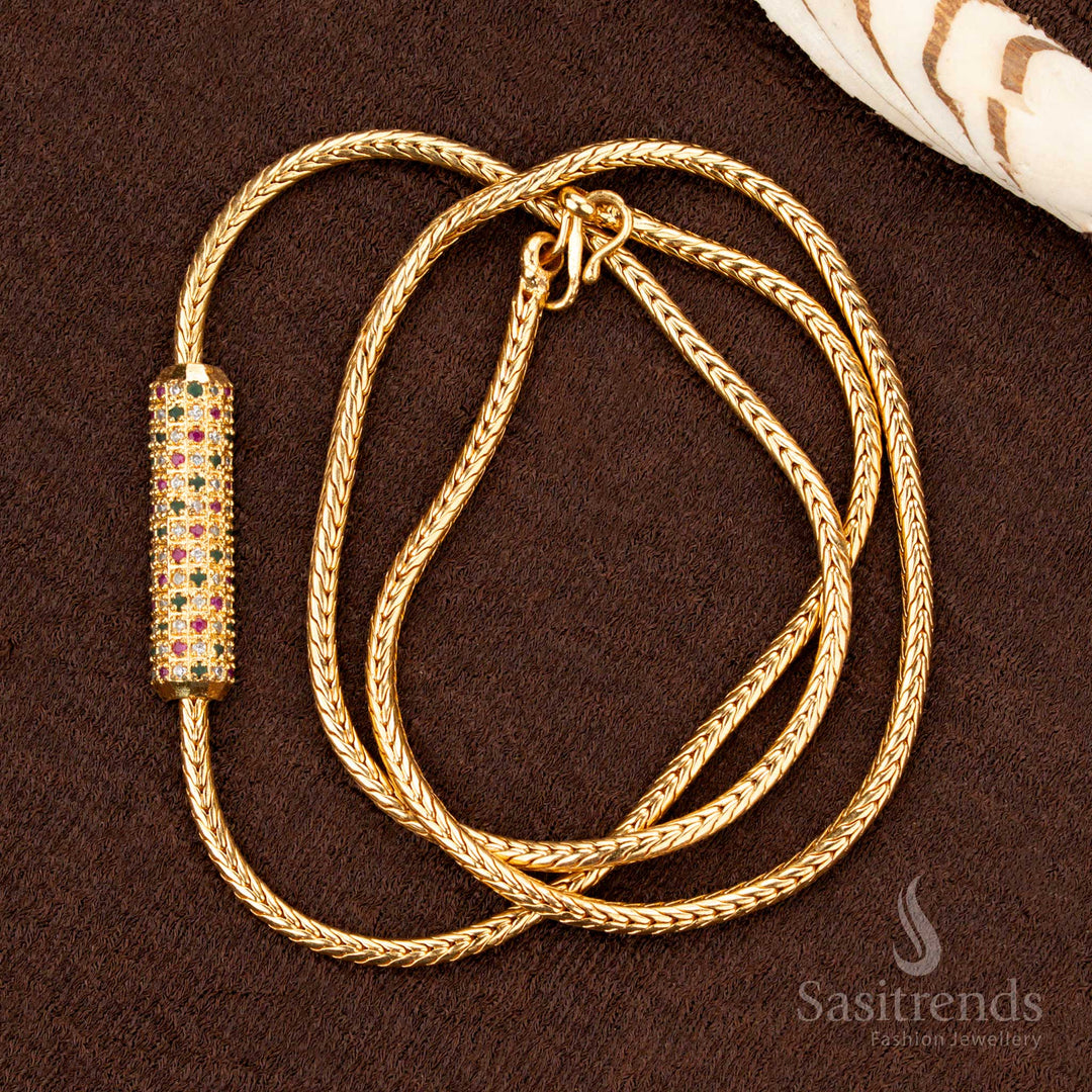 Cylindrical AD Stone Mugappu Chain for Saree and Temple Wear – Sasitrends