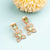 Fresh Rose Gold Plated Mint Green Earrings with American Diamond Stones