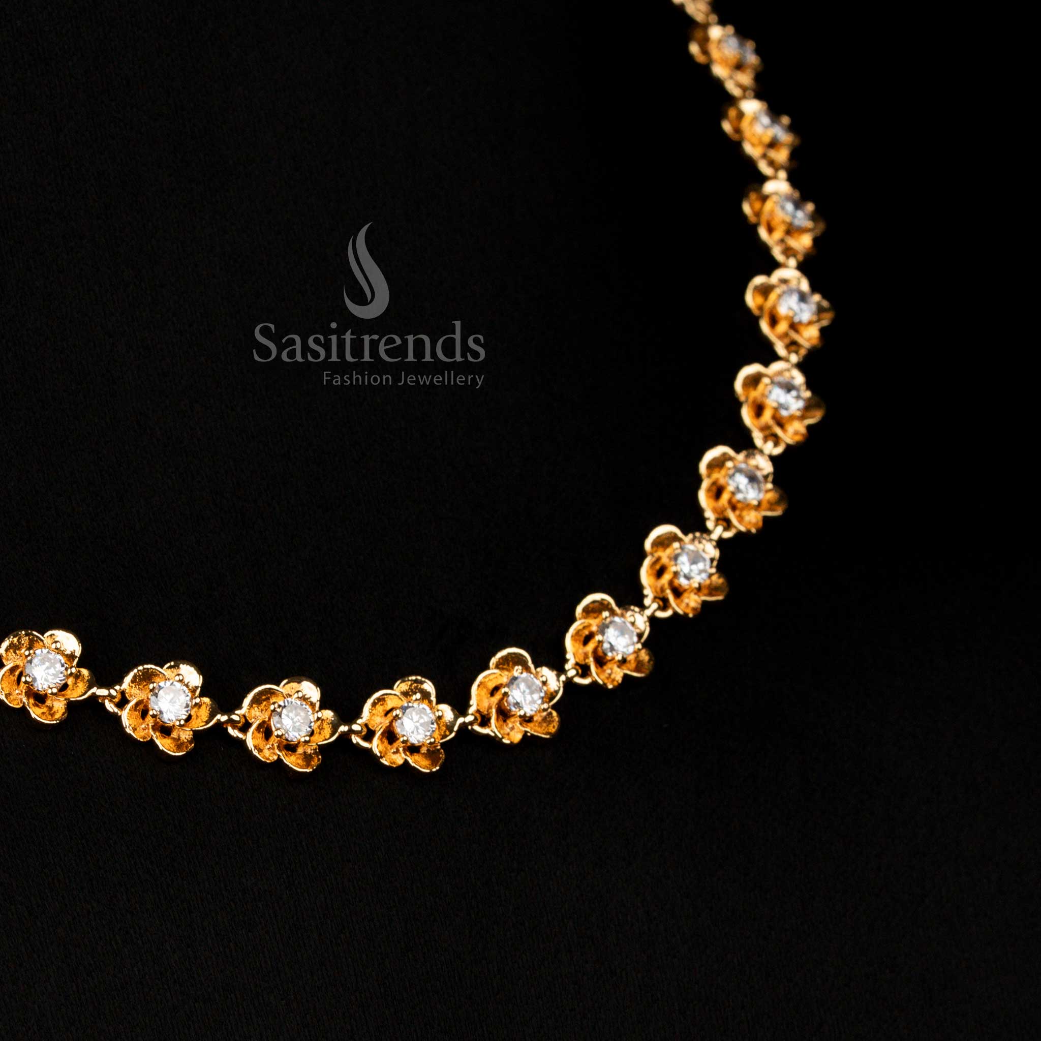 Guaranteed Impon Addigai Micro Gold Plated round stone floral AD necklace, perfect for grand wedding jewellery – Sasitrends