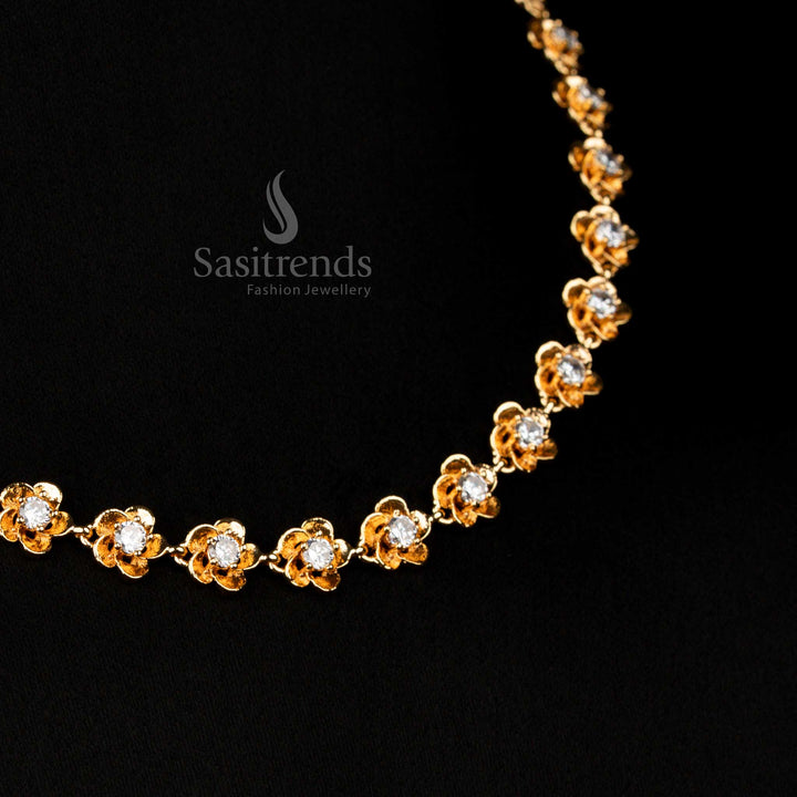 Guaranteed Impon Addigai Micro Gold Plated round stone floral AD necklace, perfect for grand wedding jewellery – Sasitrends