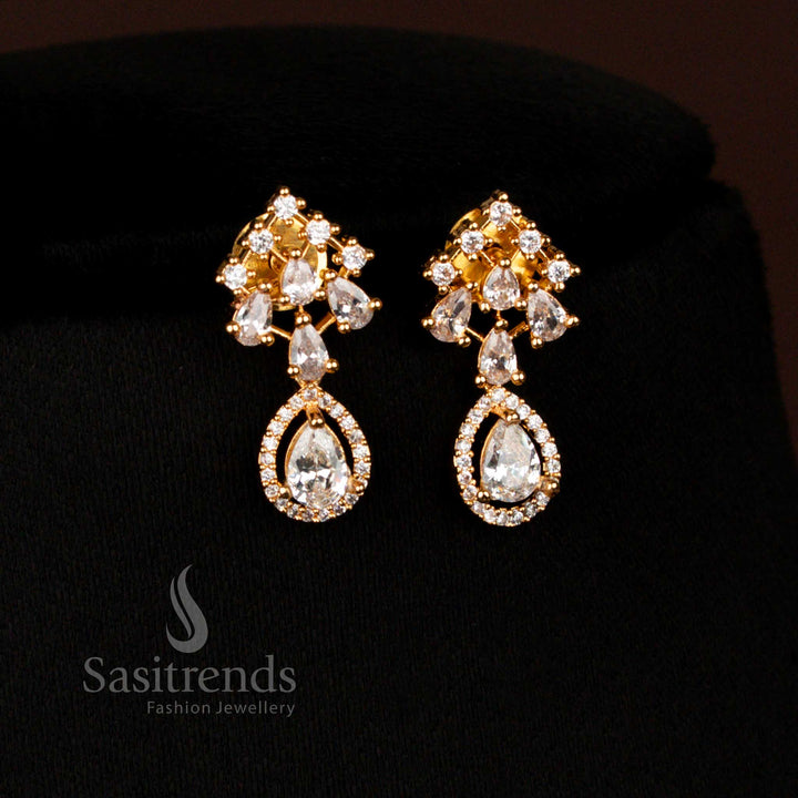 white American Diamond marquise earrings with Micro Gold Plating, perfect for bridal and luxury occasions – Sasitrends