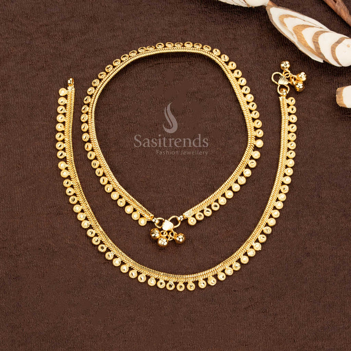 Traditional Micro Gold Payal With Ball Drops And Authentic Gold Like Finish Bridal Foot Jewellery - Sasitrends