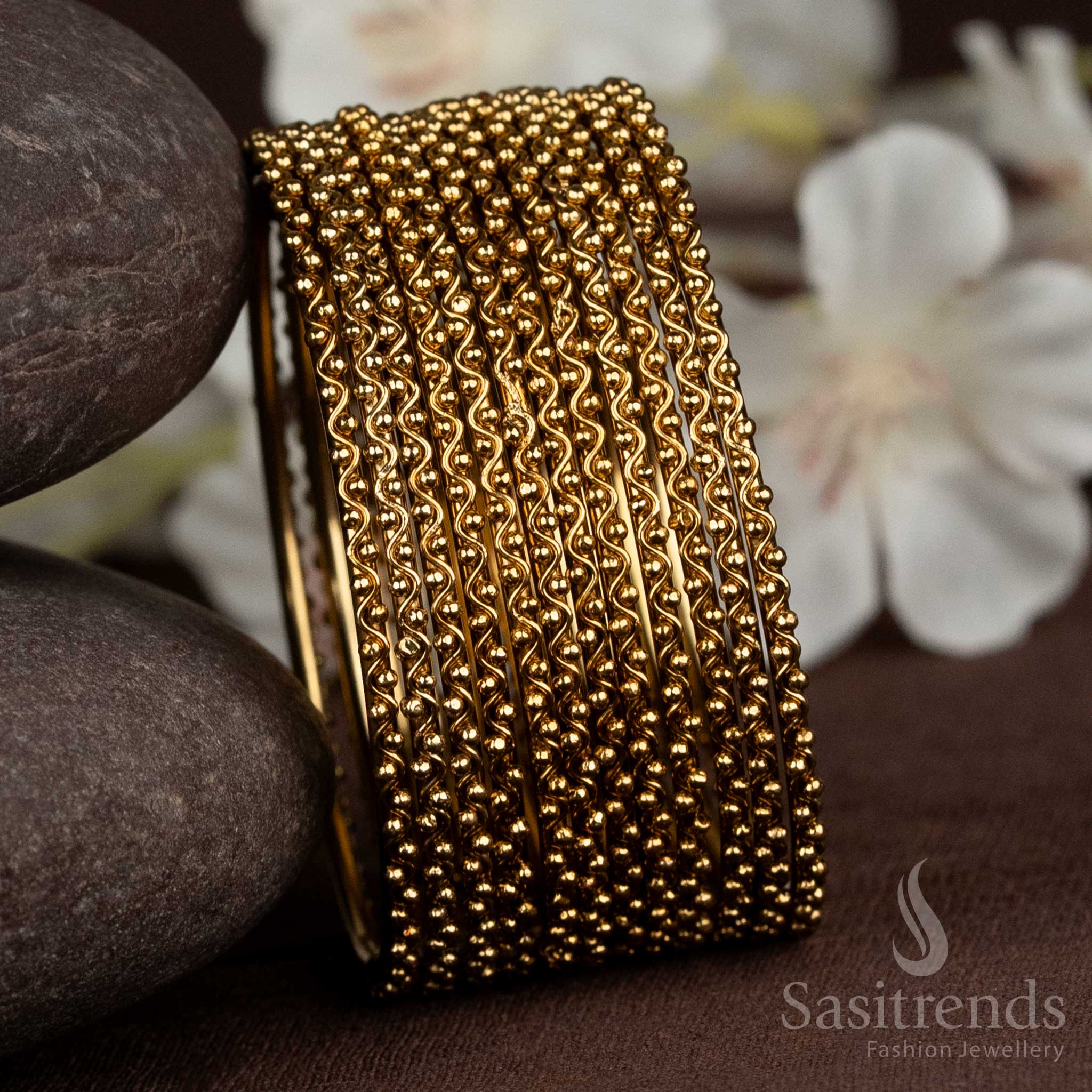 Oxidised antique gold plated designer Thick bangles in a set of 12, ideal to pair with sarees for casual and festive wear – Sasitrends