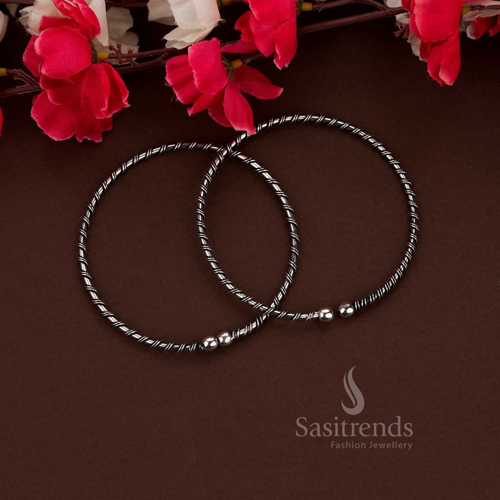 Kada style oxidised payal anklet ideal for trendy casual looks and comfortable daily styling – Sasitrends