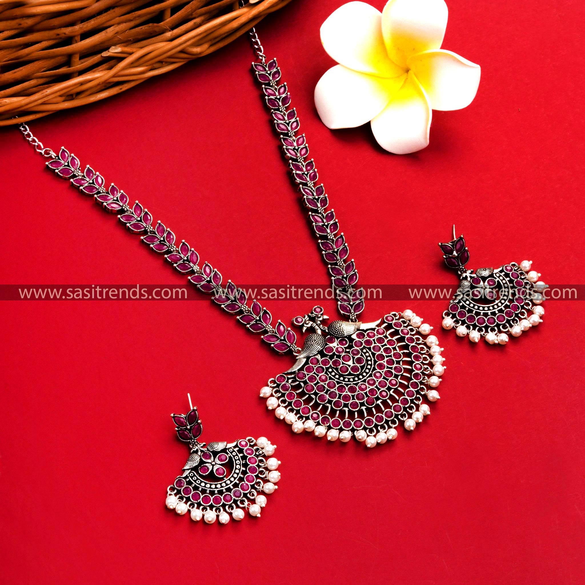 Oxidised necklace set online store