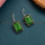 Green Monalisa Stone Oxidized German Silver Fish Hook Earrings - Women's Latest Collection for Stylish Office Wear