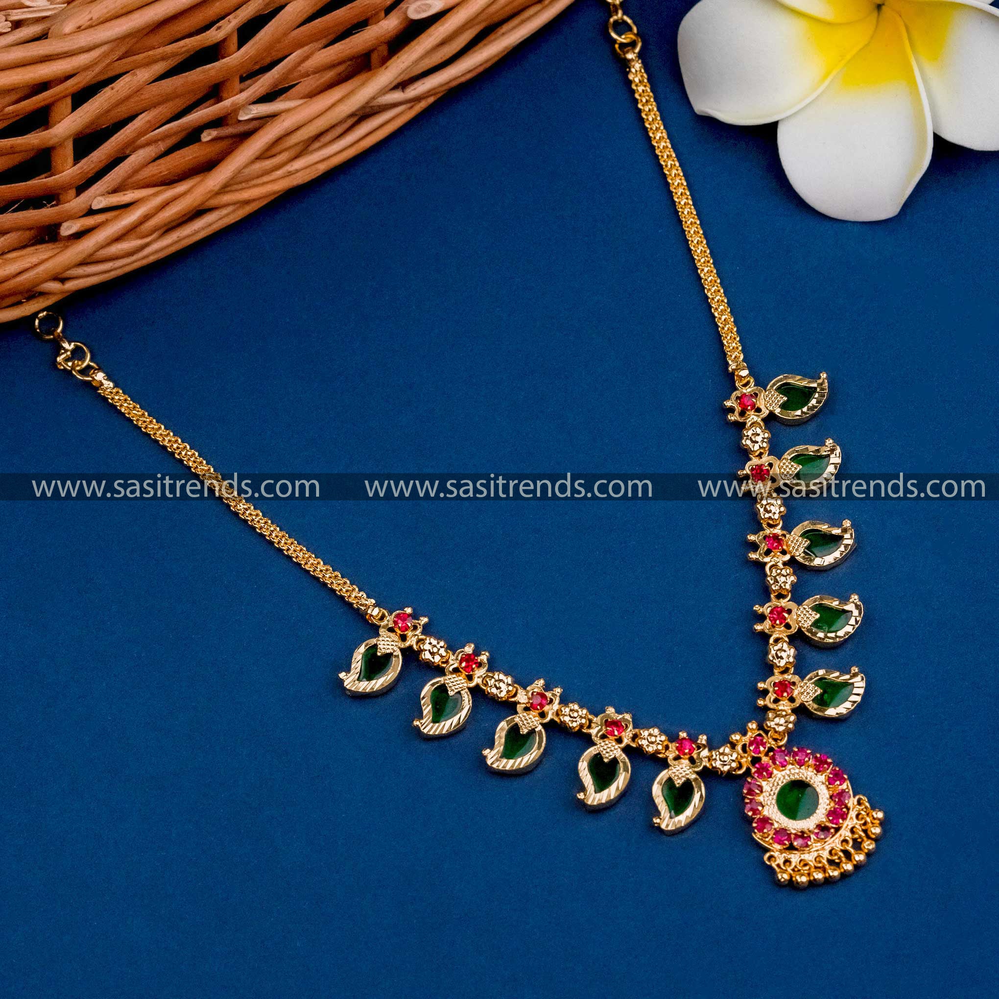 Buy Plain Mullaipoo Gold Necklace Kerala Design NCKN2633