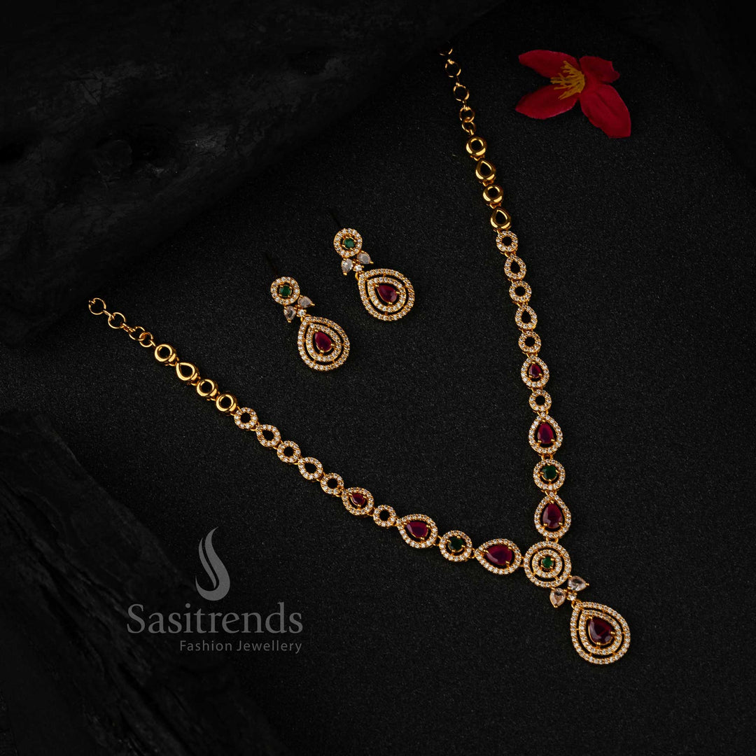1 Year Guaranteed Micro Gold Plated Necklace Jewellery Set - Sasitrends