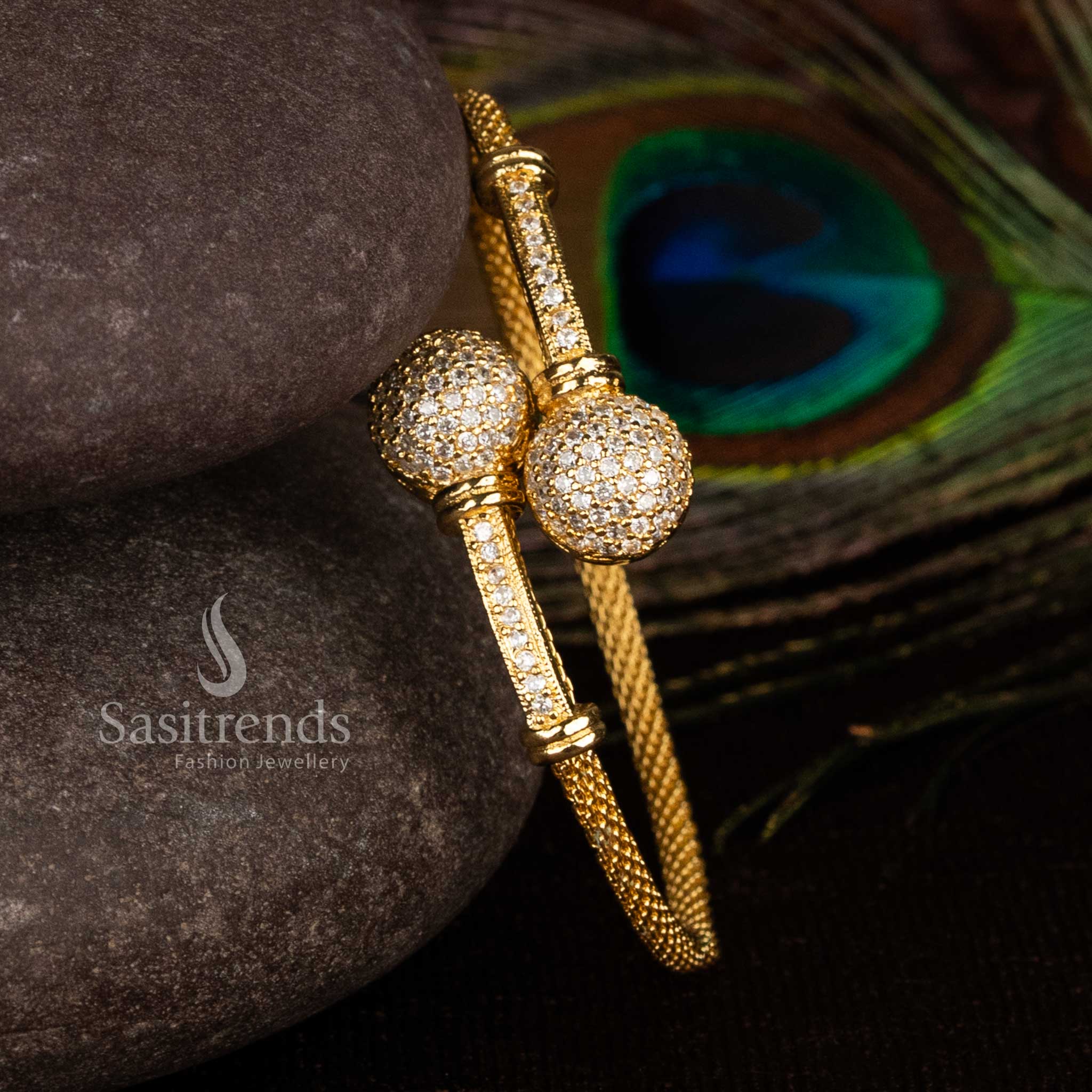 Moonlit white micro gold plated stone stud earrings adorned with fine stones, ideal for traditional weddings and festive events – Sasitrends