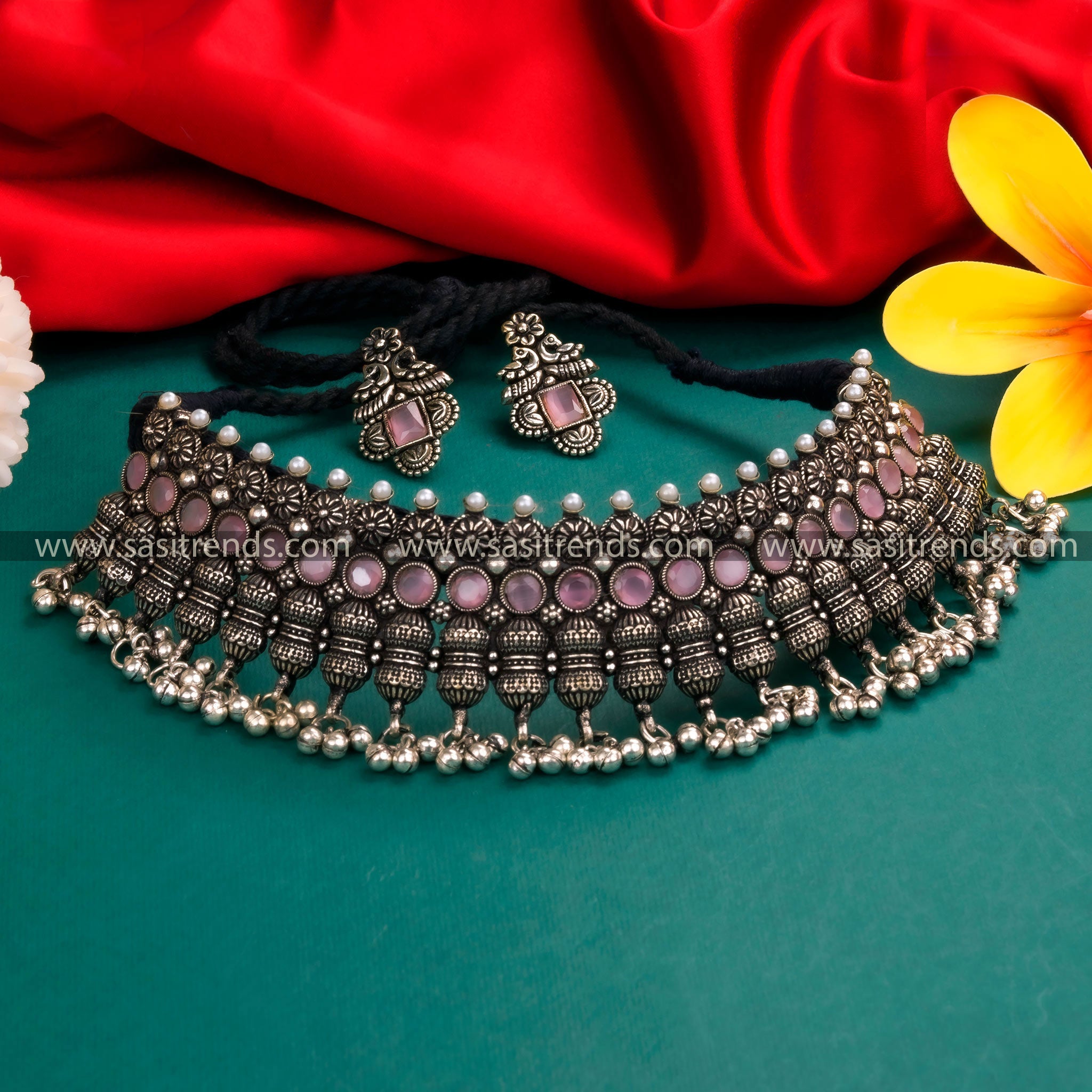 Indian Oxidized Silver Choker Necklace Jewelry,Afghani Kundan Choker  Necklace | eBay