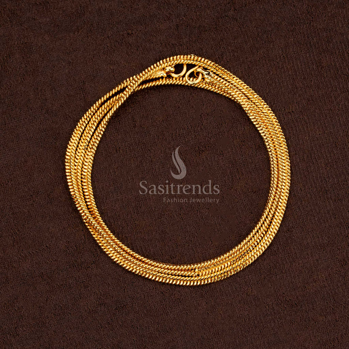 Classic 24K micro gold plated designer chain complementing traditional saree wear – Sasitrends