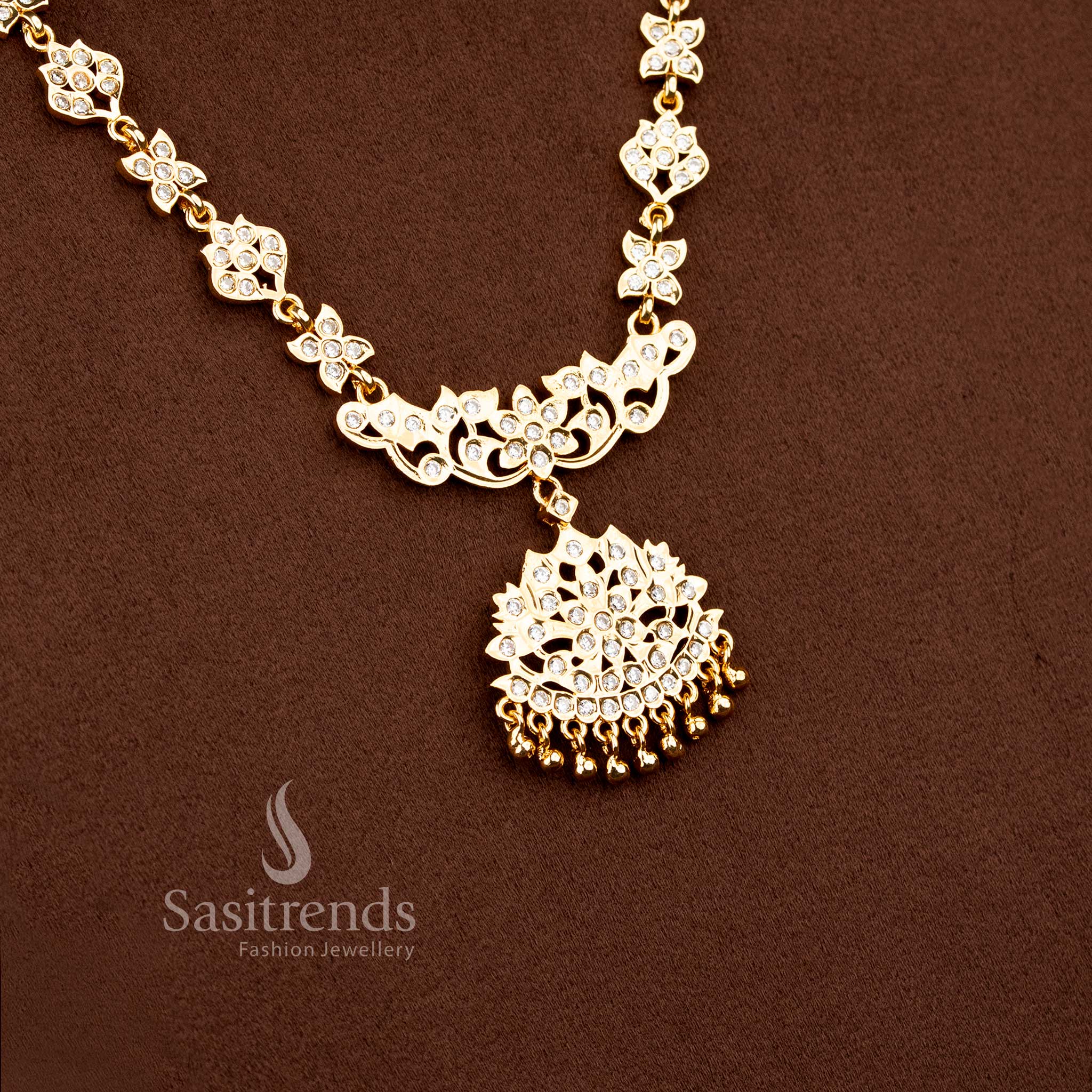 Modern white Impon micro gold plated mandala long necklace for festive styling – Sasitrends