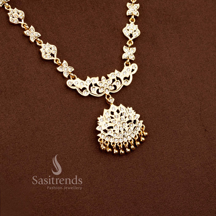 Modern white Impon micro gold plated mandala long necklace for festive styling – Sasitrends