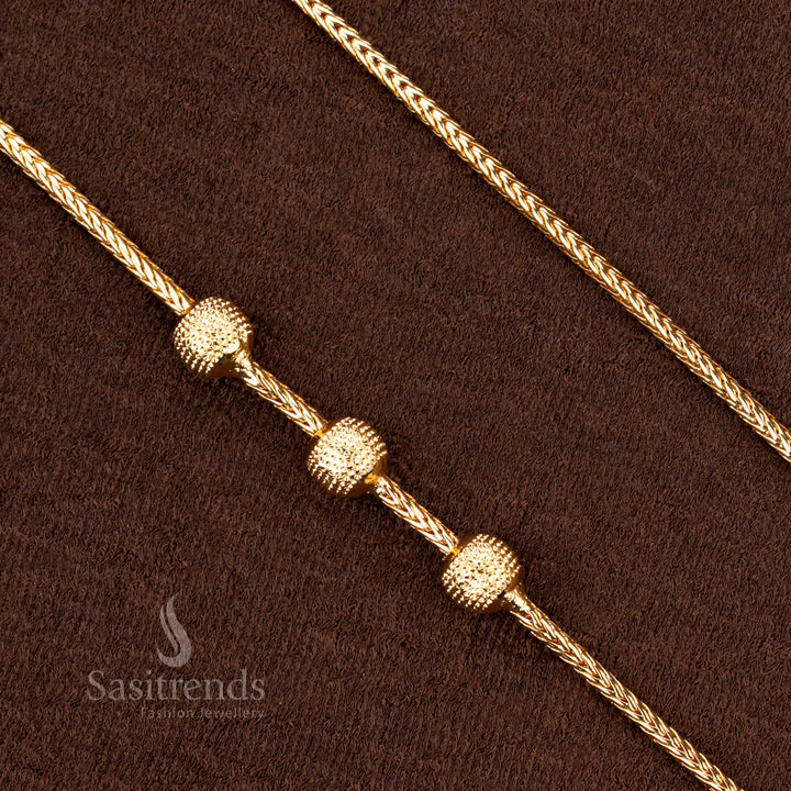 Gracefully crafted one-gram gold plated ball pattern mugappu necklace, designed for everyday use with a chic and durable touch, making it a timeless jewellery essential - Sasitrends