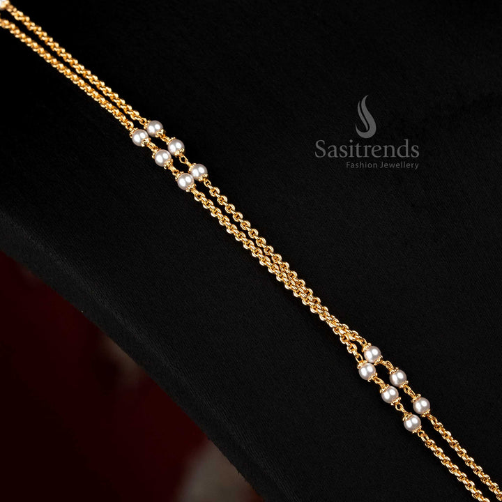 Grand micro gold plated pearl embedded double layer chain for women, ideal for cultural events – Sasitrends