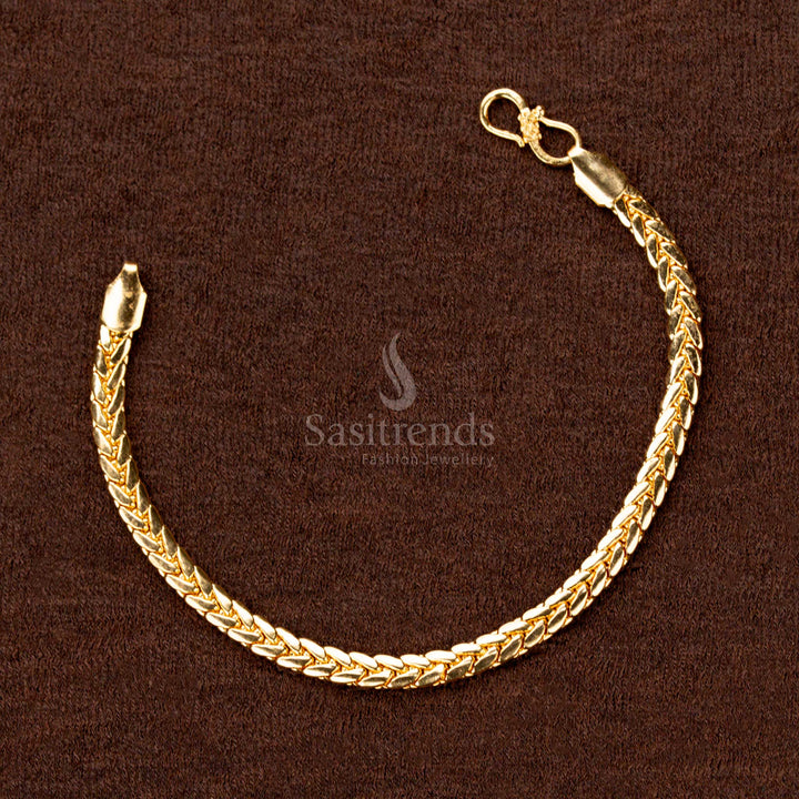 Traditional handcrafted one-gram micro gold plated men's bracelet with an elegant finish, ideal for classic wear - Sasitrends