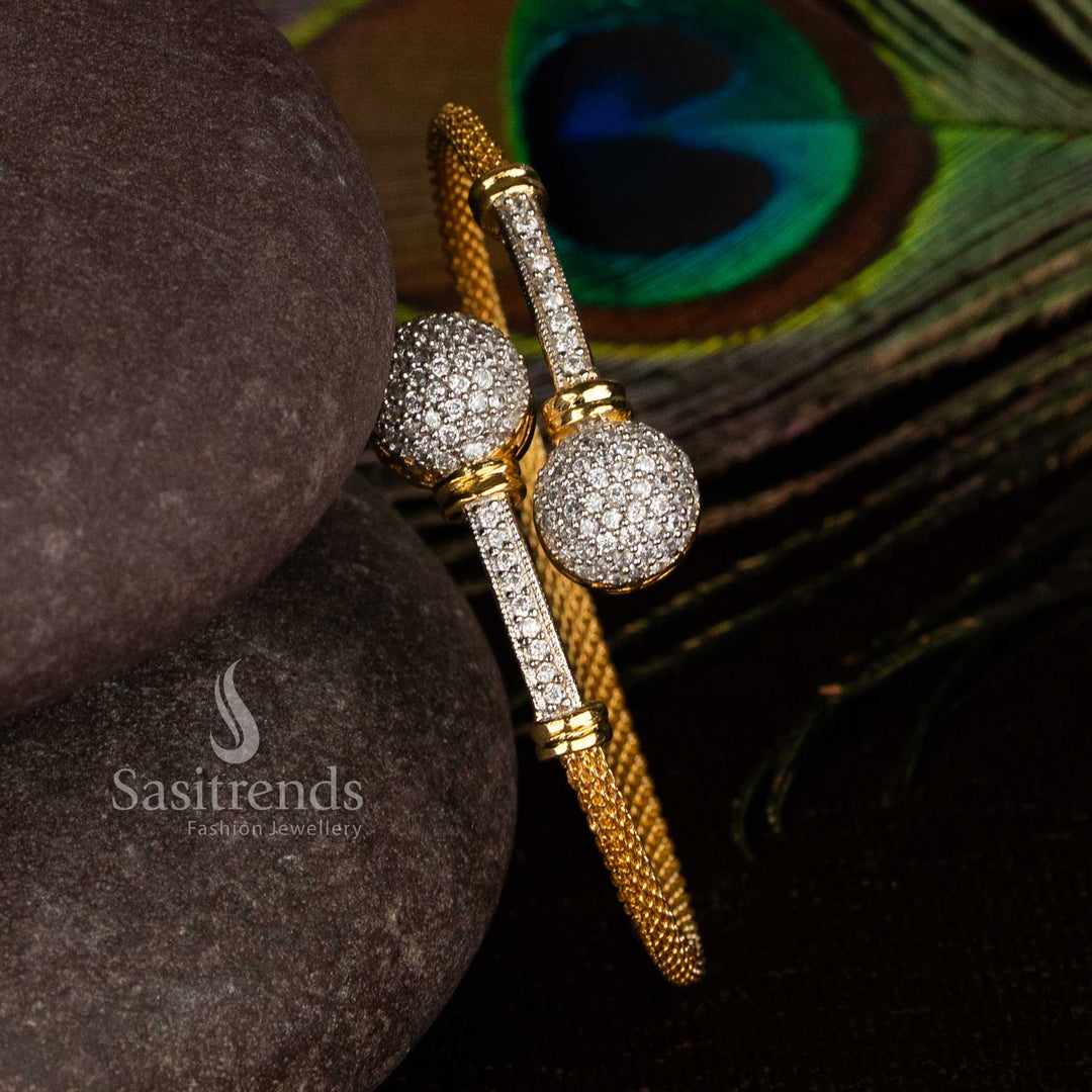 Glittering white-Ganga jamuna micro gold plated stone bracelet adorned with elegant stones for traditional festive and wedding gatherings – Sasitrends