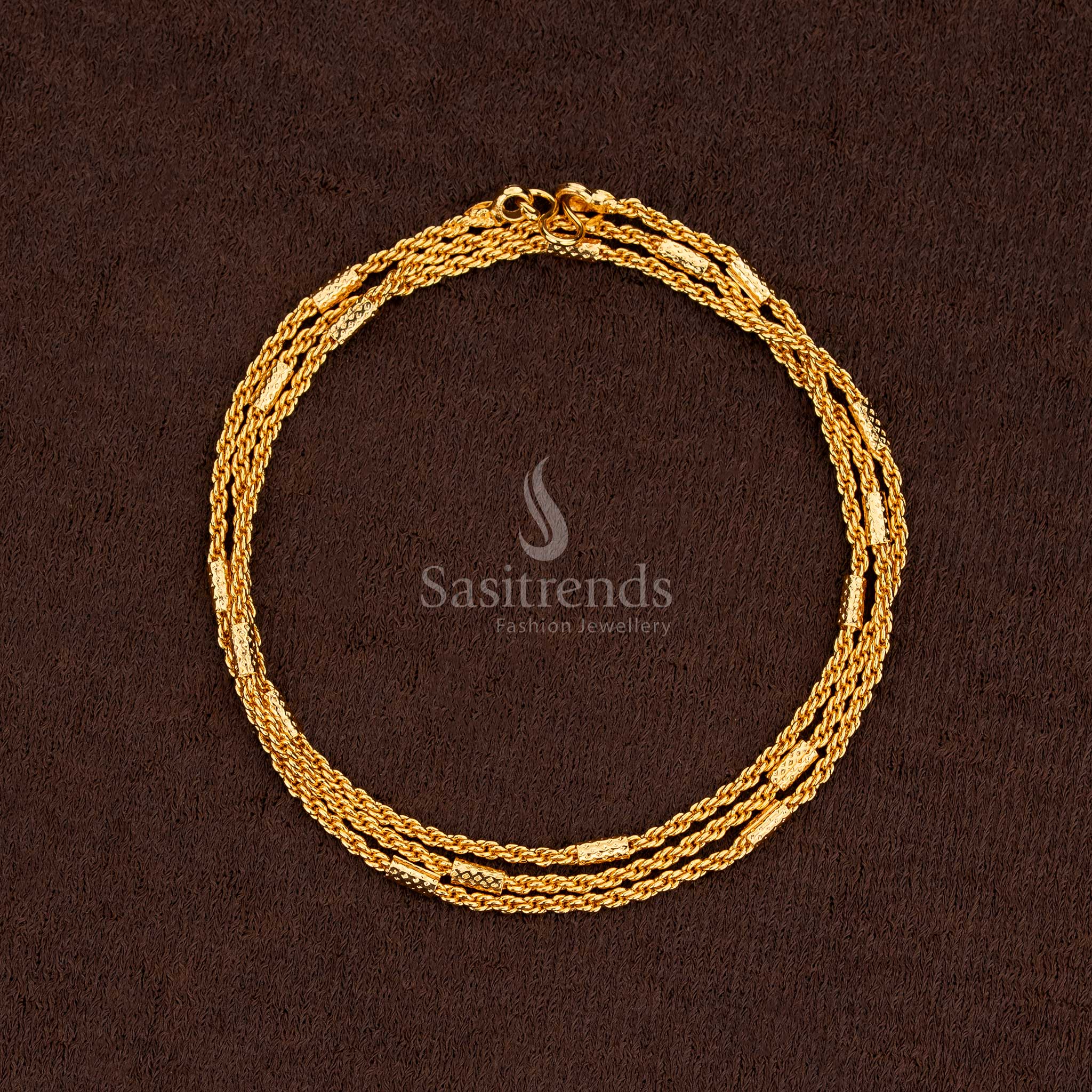 Radiant one gram micro gold plated designer chain glowing with pure shine and traditional aura – Sasitrends