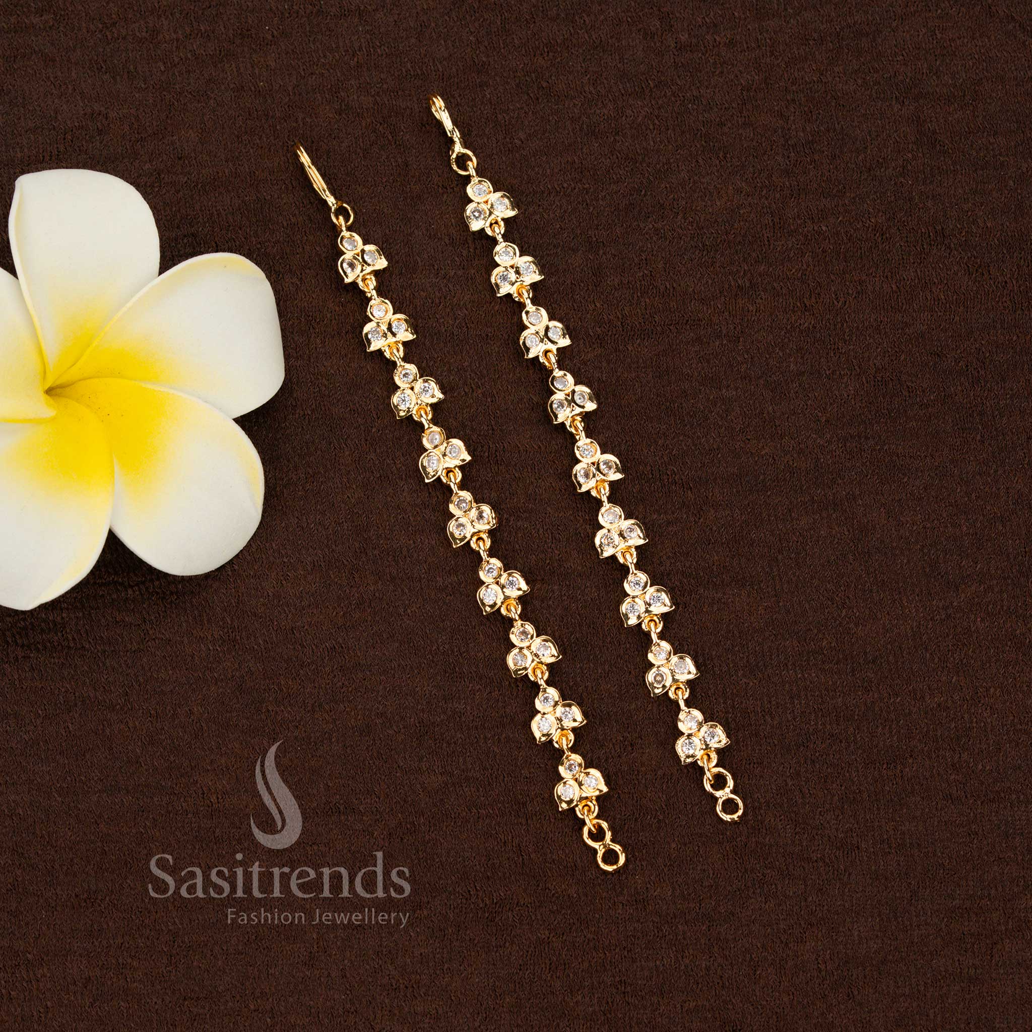 Divine charm impon micro gold plated Panchaloga floral matil white with guaranteed finish suitable for temple ceremonies, bridal styling, and traditional dance adornment – Sasitrends