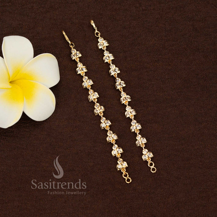 Divine charm impon micro gold plated Panchaloga floral matil white with guaranteed finish suitable for temple ceremonies, bridal styling, and traditional dance adornment – Sasitrends