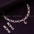 Rhodium Silver Plated Necklace Set with Ruby American Diamond Stones