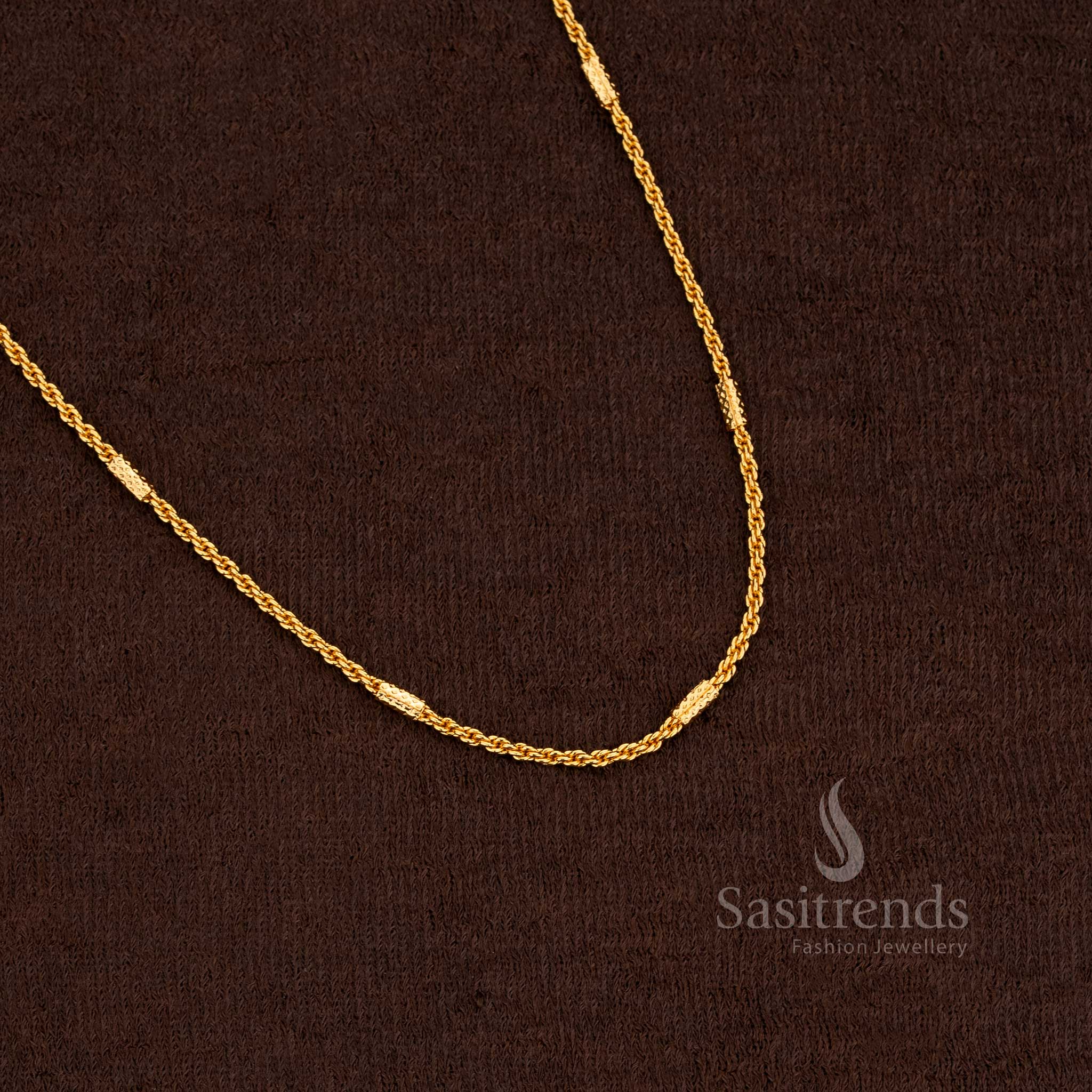Elegant one gram micro gold plated designer chain featuring lustrous golden finish – Sasitrends