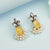 Radiant Lemon Yellow Monalisa Stone Earrings with Oxidised Silver Finish