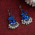 Elegant Oxidised German Silver Hook Stud Earrings with Dangling Pearl | Sasitrends