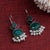 Elegant Oxidised German Silver Hook Stud Earrings with Dangling Pearl | Sasitrends