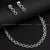 Stunning Rhodium Silver Plated Necklace with Green Color Stones and Shimmering AD Stones