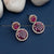 Charming Ruby Stone Rose Gold Plated Earrings with American Diamond Stones