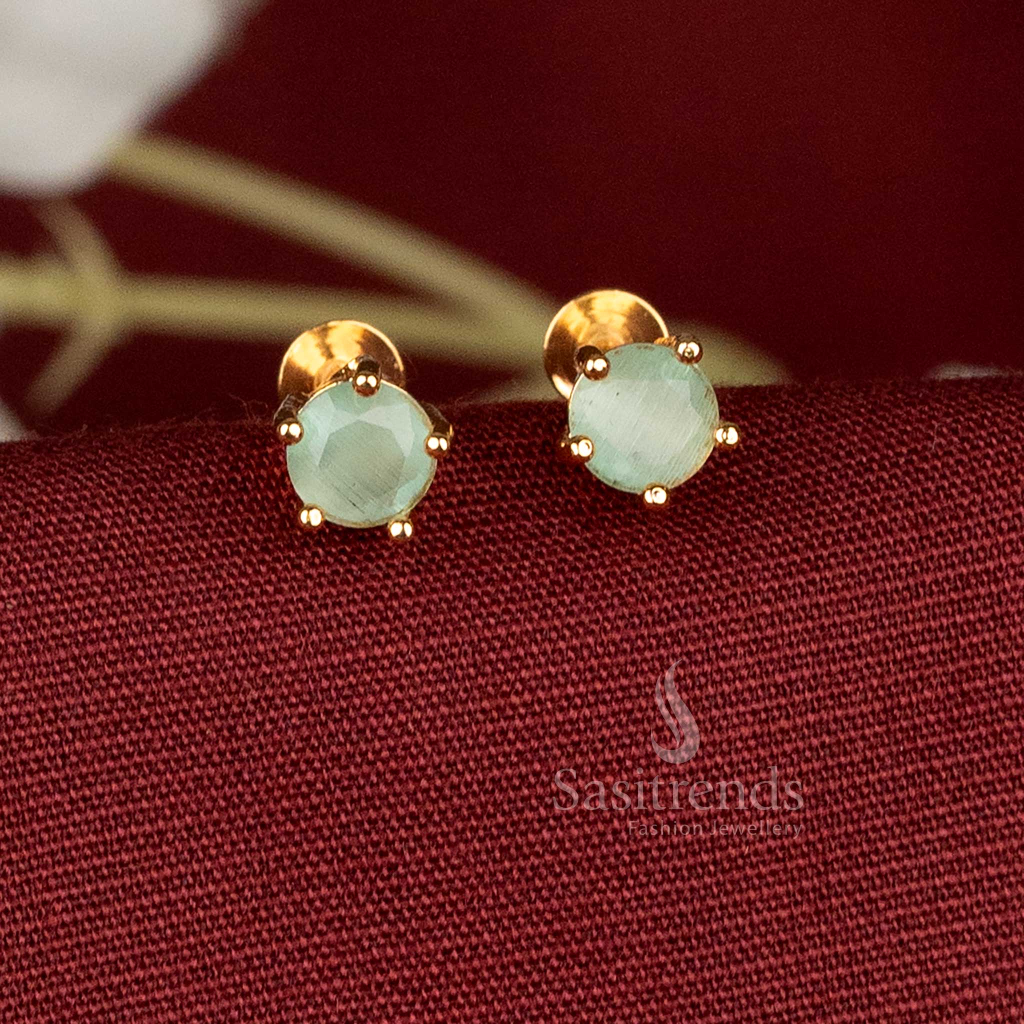 Radiant Micro Gold Plated mint AD Round Earrings for Festive Styling – sasitrends