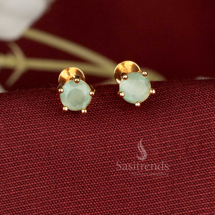 Elegant Micro Gold Plated Round White AD Screw-Type Earrings for Elegant Festive and Evening Wear
