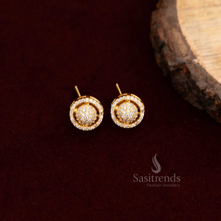 Traditional American Diamond Stud Earrings Featuring Floral Details And Gleaming Antique Finish – Jewellery For Festivals And Receptions – Sasitrends