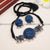 Royal Blue Peacock Oxidised German Silver Pearl Choker Set with Earrings
