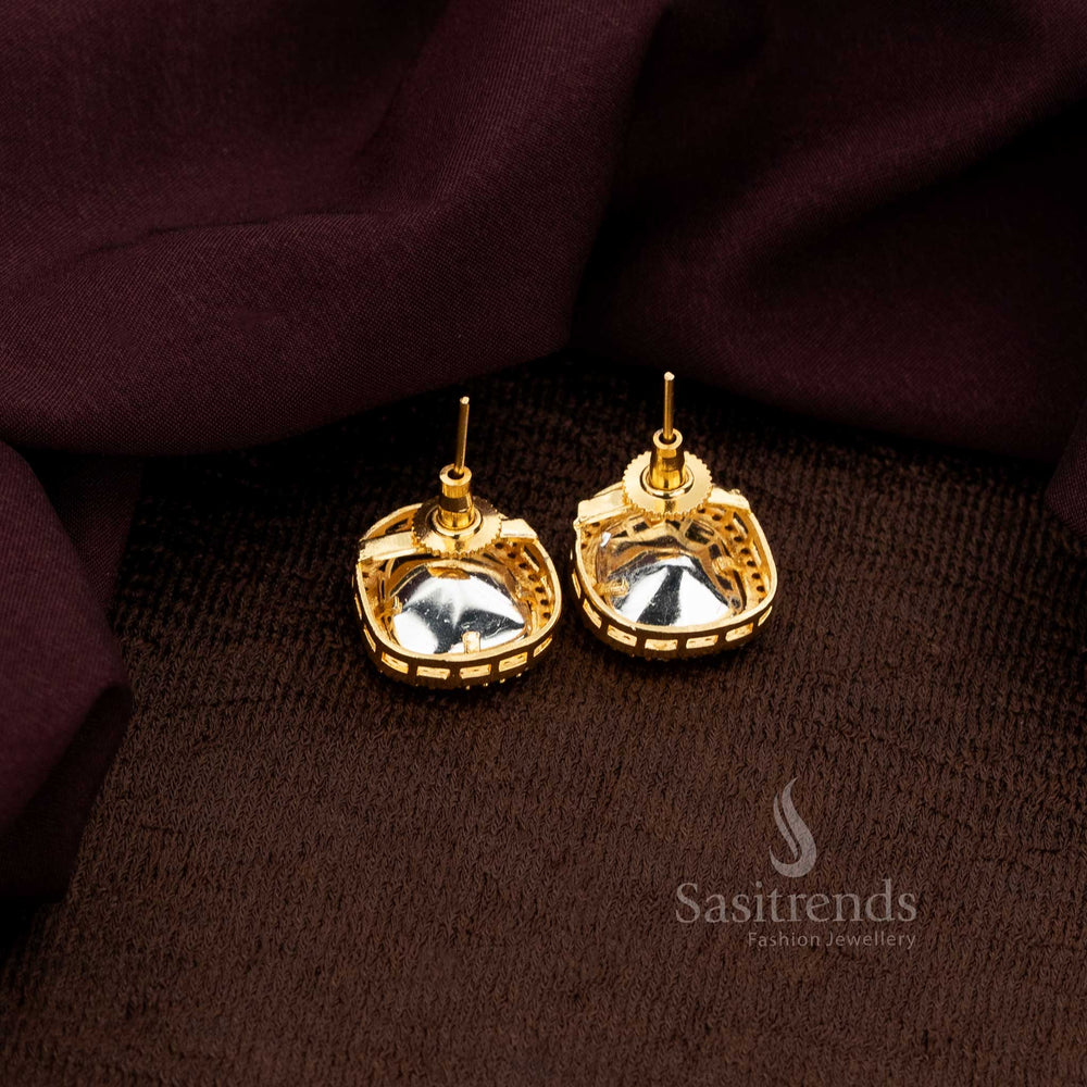 Heritage Inspired Royal Kundan Stud Earrings Featuring Radiant Gold Plating And Timeless Craftsmanship Perfect For Glamorous Occasions - Sasitrends