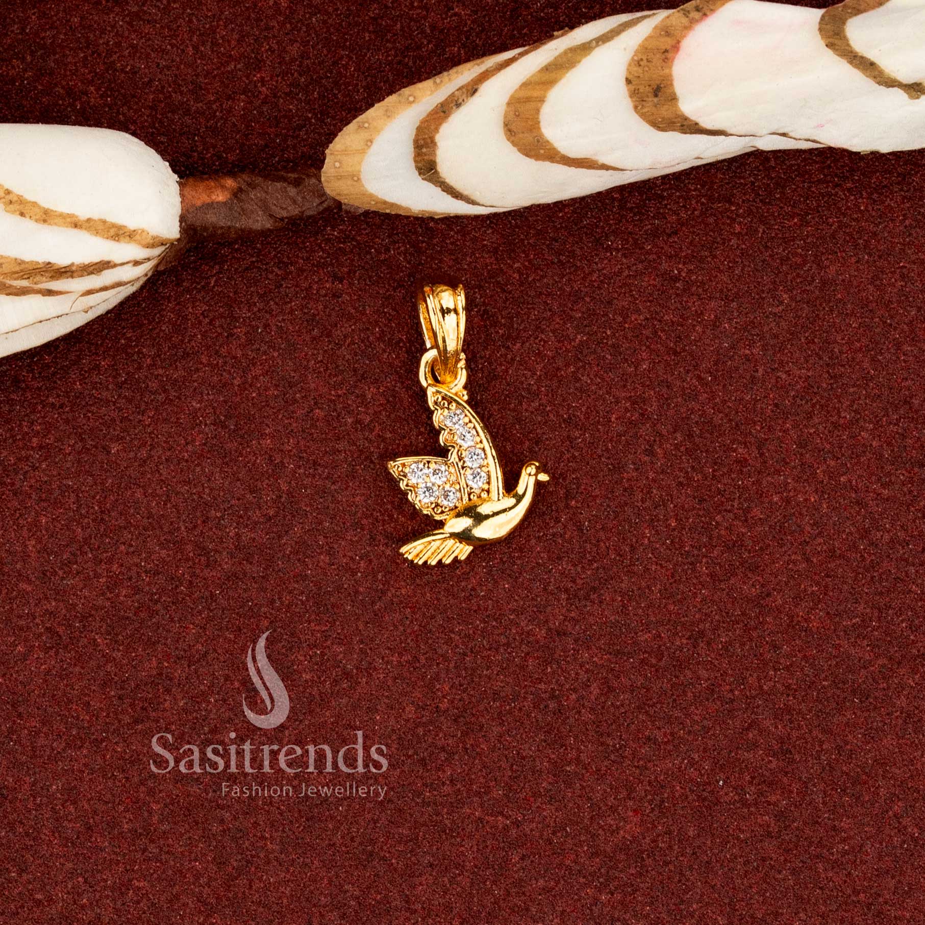 Golden radiance micro gold plated American diamond pendant crafted for cultural events and regular styling guaranteed - Sasitrends