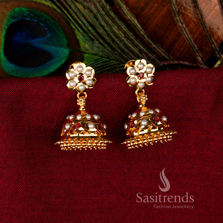Festive Impon Addigai Guaranteed Micro Gold Plated Temple Jhumka Earrings, splendid celebration jewellery for weddings and parties – Sasitrends