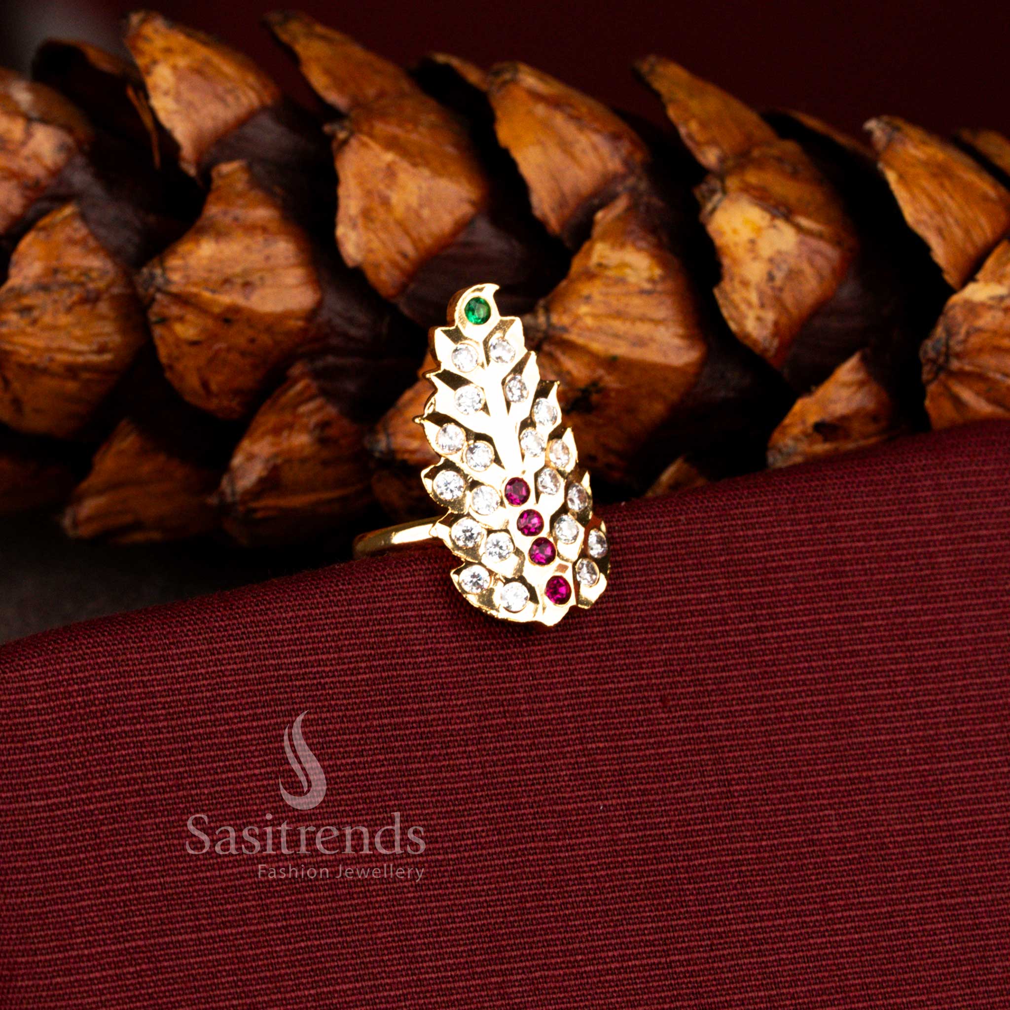 Opulent Impon 24K micro gold plated traditional ring offering authentic real gold look finish, suited for wedding functions, cultural rituals and festive gatherings – Sasitrends