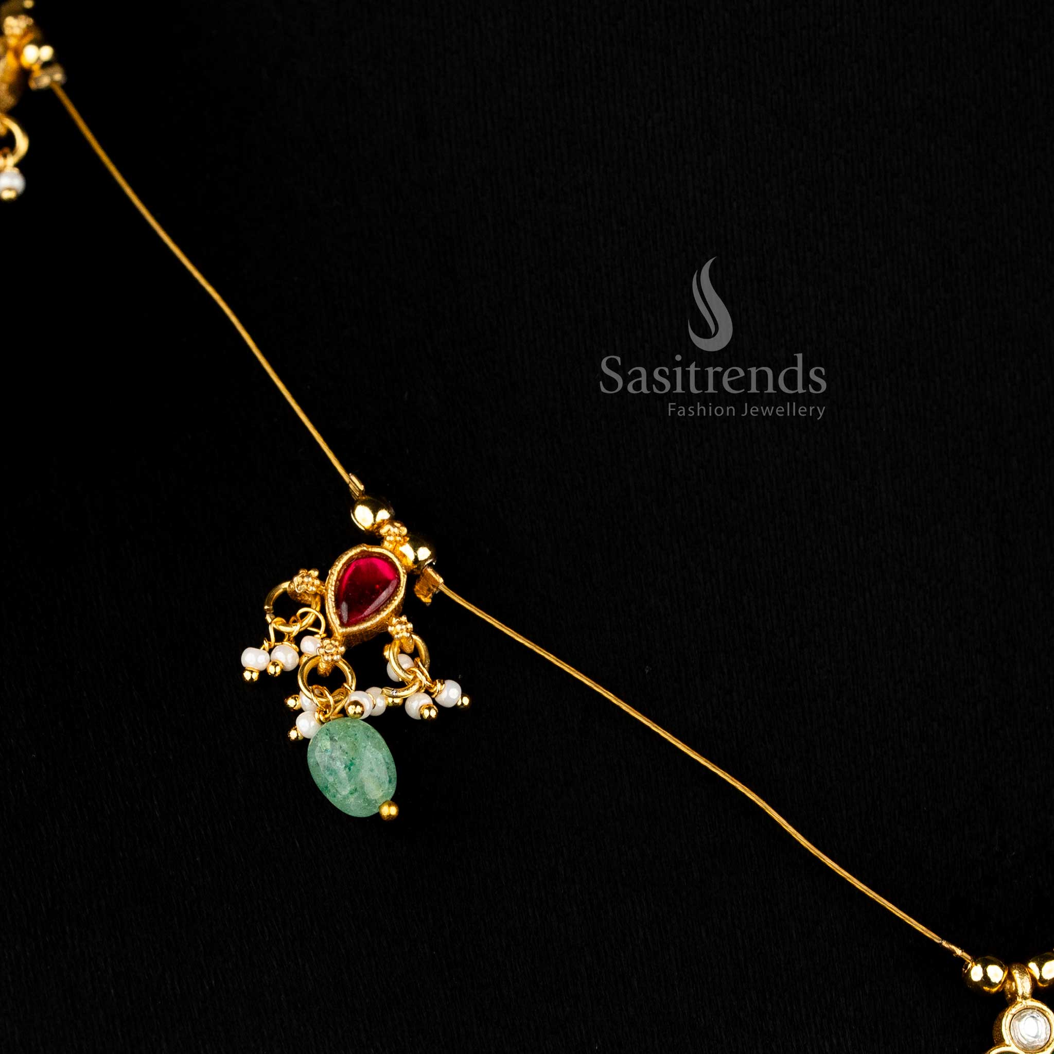 Supreme pearl adorned Jadau necklace emulating rich 24K appearance – Sasitrends