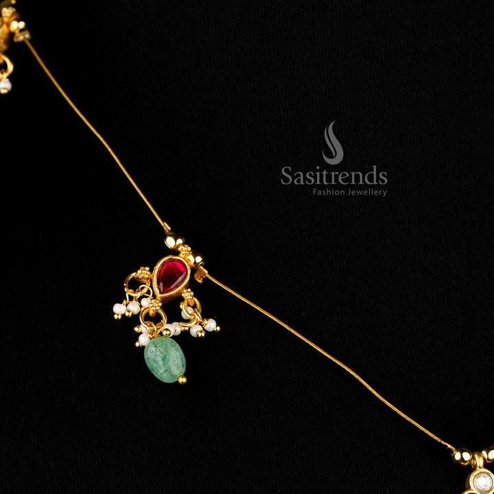 Supreme pearl adorned Jadau necklace emulating rich 24K appearance – Sasitrends