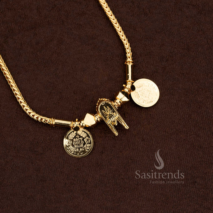 Elegant Micro Gold Plated Namam Thali Chain exuding godly charm and 24K gold-inspired shine for sacred wear – Sasitrends