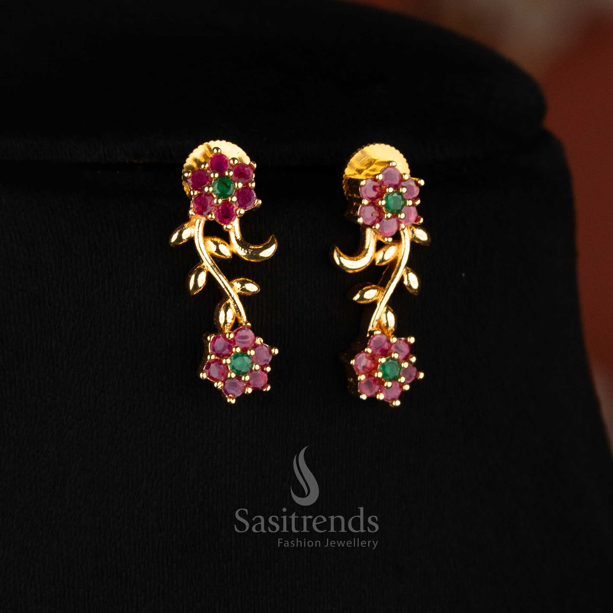 Ruby-green designer drop vine earrings – Sasitrends