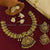 Matte Gold Lakshmi Peacock Necklace Set with Jhumkas - Traditional Bridal Wear for Women