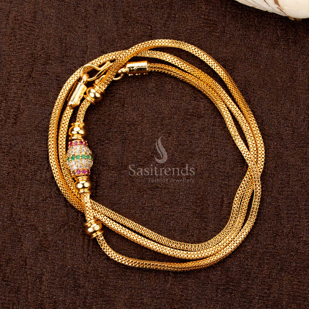 One Gram Micro Gold Plated Mugappu Chain for Traditional Saree Wear – Sasitrends